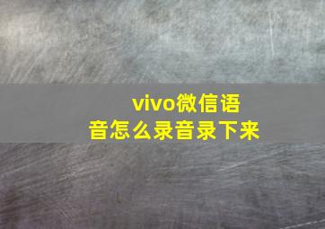 vivo微信语音怎么录音录下来