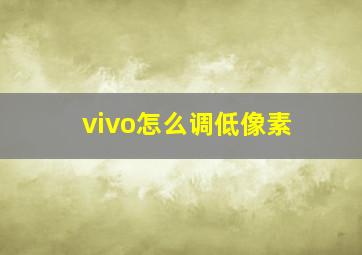 vivo怎么调低像素