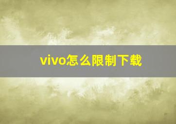 vivo怎么限制下载