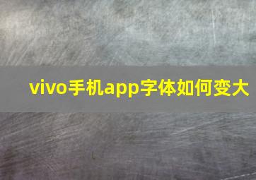 vivo手机app字体如何变大