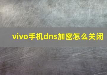 vivo手机dns加密怎么关闭