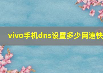 vivo手机dns设置多少网速快