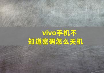 vivo手机不知道密码怎么关机