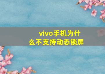 vivo手机为什么不支持动态锁屏