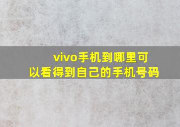 vivo手机到哪里可以看得到自己的手机号码