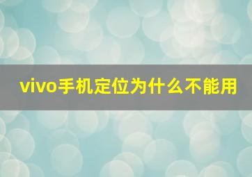 vivo手机定位为什么不能用