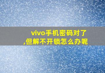 vivo手机密码对了,但解不开锁怎么办呢