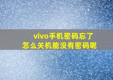 vivo手机密码忘了怎么关机能没有密码呢