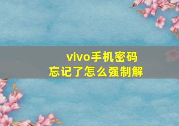 vivo手机密码忘记了怎么强制解