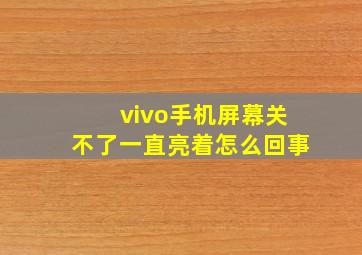 vivo手机屏幕关不了一直亮着怎么回事