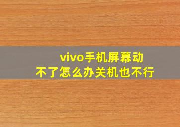 vivo手机屏幕动不了怎么办关机也不行