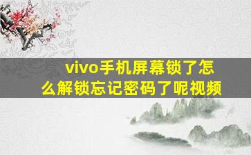 vivo手机屏幕锁了怎么解锁忘记密码了呢视频