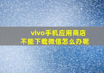 vivo手机应用商店不能下载微信怎么办呢