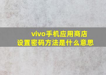 vivo手机应用商店设置密码方法是什么意思