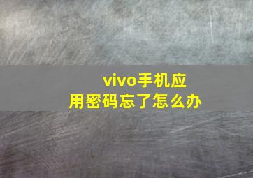 vivo手机应用密码忘了怎么办