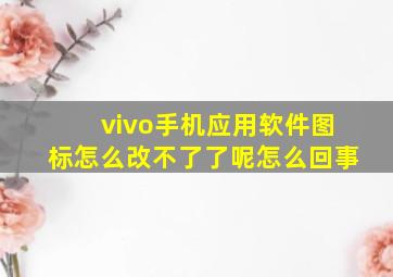 vivo手机应用软件图标怎么改不了了呢怎么回事