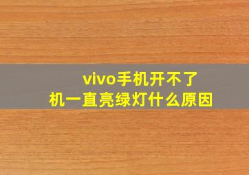 vivo手机开不了机一直亮绿灯什么原因