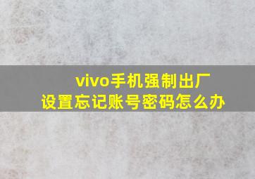 vivo手机强制出厂设置忘记账号密码怎么办