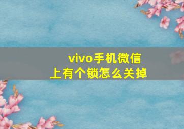 vivo手机微信上有个锁怎么关掉