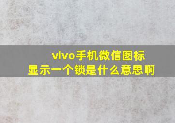 vivo手机微信图标显示一个锁是什么意思啊