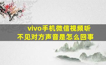 vivo手机微信视频听不见对方声音是怎么回事