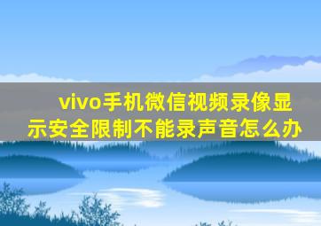 vivo手机微信视频录像显示安全限制不能录声音怎么办