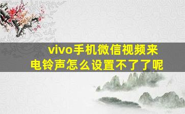 vivo手机微信视频来电铃声怎么设置不了了呢