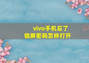 vivo手机忘了锁屏密码怎样打开