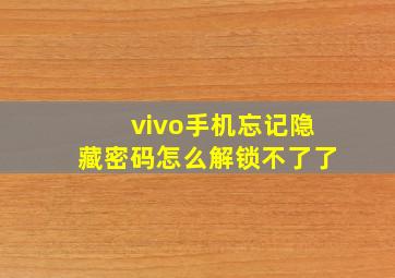 vivo手机忘记隐藏密码怎么解锁不了了