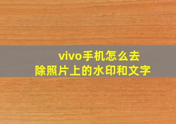 vivo手机怎么去除照片上的水印和文字