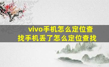 vivo手机怎么定位查找手机丢了怎么定位查找