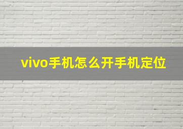 vivo手机怎么开手机定位