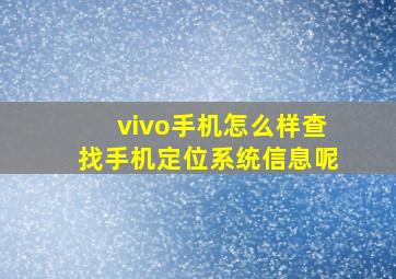 vivo手机怎么样查找手机定位系统信息呢