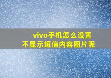 vivo手机怎么设置不显示短信内容图片呢