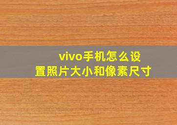 vivo手机怎么设置照片大小和像素尺寸