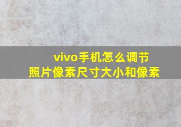 vivo手机怎么调节照片像素尺寸大小和像素