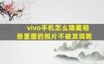 vivo手机怎么隐藏相册里面的照片不被发现呢