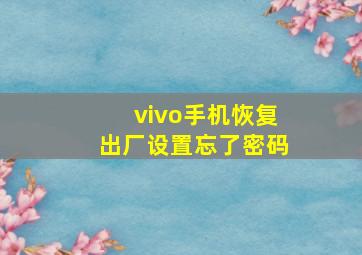 vivo手机恢复出厂设置忘了密码