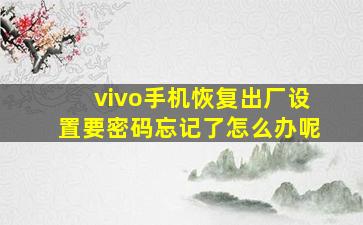 vivo手机恢复出厂设置要密码忘记了怎么办呢