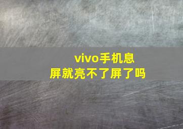 vivo手机息屏就亮不了屏了吗