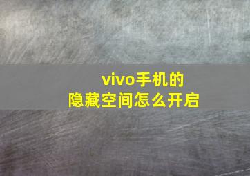 vivo手机的隐藏空间怎么开启