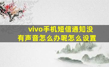 vivo手机短信通知没有声音怎么办呢怎么设置