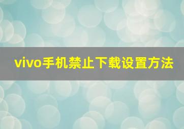 vivo手机禁止下载设置方法