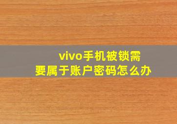 vivo手机被锁需要属于账户密码怎么办