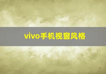 vivo手机视窗风格