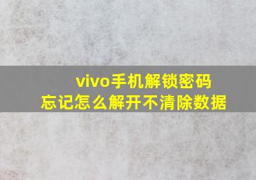 vivo手机解锁密码忘记怎么解开不清除数据