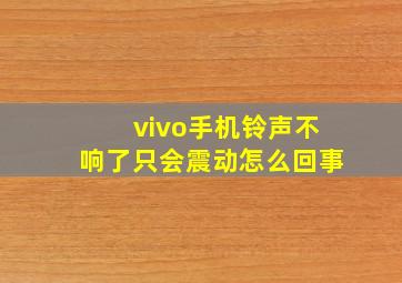 vivo手机铃声不响了只会震动怎么回事