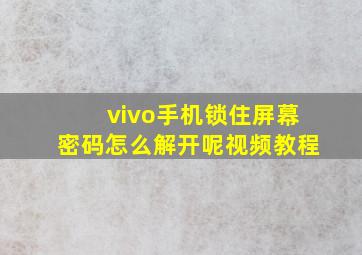 vivo手机锁住屏幕密码怎么解开呢视频教程