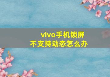 vivo手机锁屏不支持动态怎么办