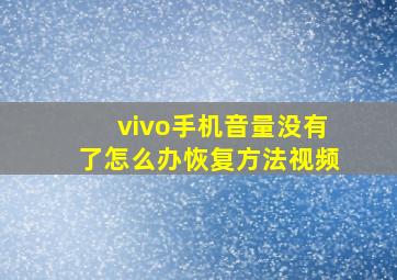 vivo手机音量没有了怎么办恢复方法视频